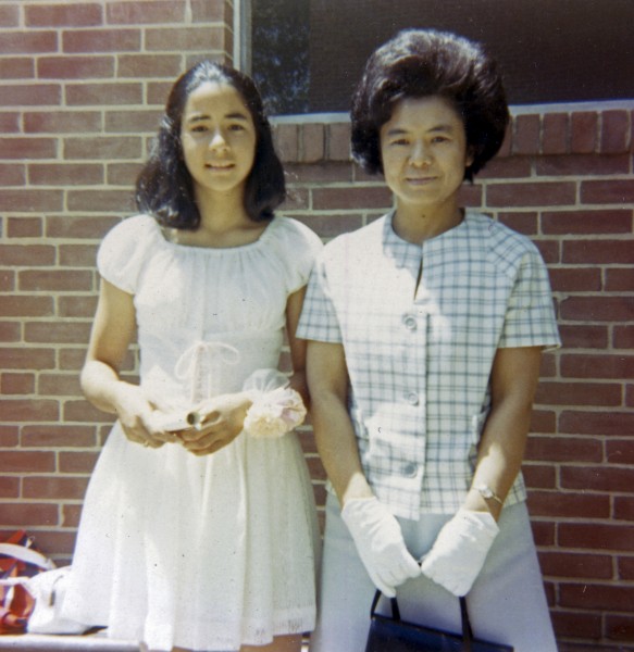 Lucy with Mom (Atsuko) at Hebrew School graduation 1970?